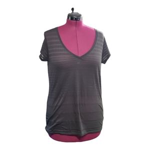 TEE SHOP. Large. Black v-neck t-shirt. Transparent for layering. (SKU 464)